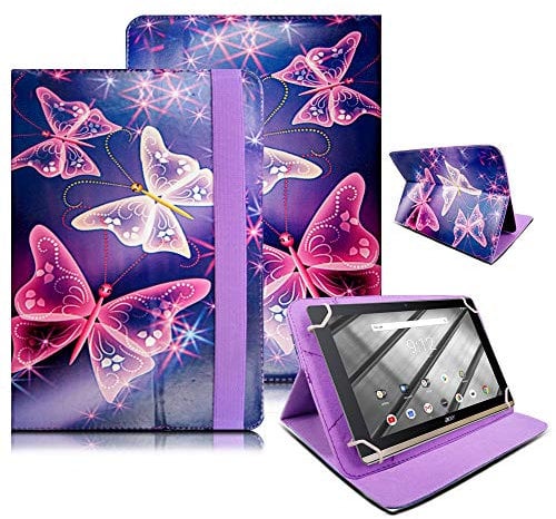 9 Inch Tablet Case Universal Fit, Premium PU Leather Flip Stand Cover Compatible With Most 9 Tablets - Ultra Butterfly on Blue Flip