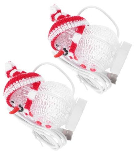 HOMSFOU 2er Set USB Aufladbare Nachtlichter Farbenfrohe Leuchtende Schneemann Lampe Für Weihnachten Stimmungsvolle Dekoration Für Schlafzimmer Und Wohnzimmer