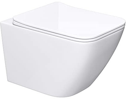 Mai & Mai Hänge WC Toilette Wand-WC Spülrandlos Weiß aus Keramik Wandmontage mit Absenkautomatik Aachen308