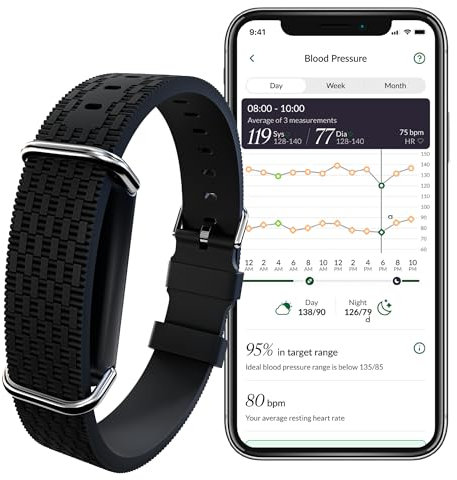 Hilo Smart Blood Pressure Monitor Band | 24/7 Heart & BP Tracking, Medical-Grade Accuracy, IP68 Waterproof Fitness Bracelet with Health App, Sleep & Stress Monitoring - Includes 30-Day Membership