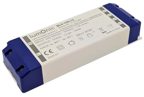 Lumonic I LED Trafo BLV-150-12 I 12V 150W I Input 220-230VAC I flimmerfrei & effizient I Überlastschutz I LED-Netzteil I für LED-Beleuchtung & LED-Streifen