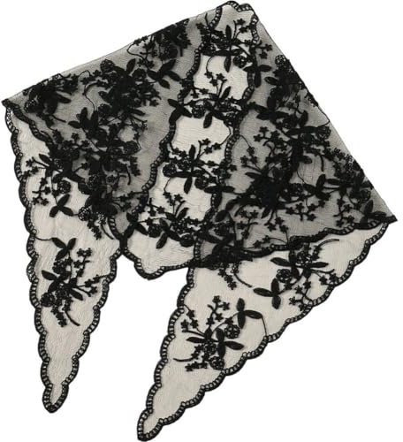 vepoty Lace Hair Scarf Triangle Head Scarf Hair Accessories for Women Girls Ladies Wedding Evening Party Head Decoration