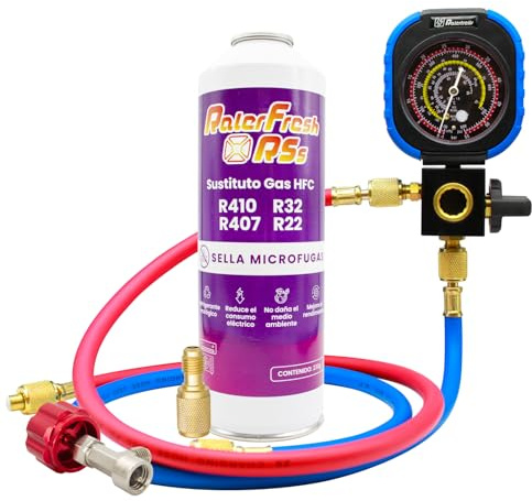 Ralerfresh RS - R410, R32, R407, R22, R22, ricarica di gas refrigerante organico per aria condizionata Split Ecologico efficiente ricarica rapida (bottiglia RSs + Man RF31)
