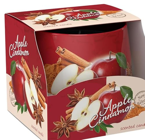 LivuX Duftkerze im Glas Apfel Zimt – Würzig-fruchtiger Duft – Aromakerze 100g – ca. 25h Brenndauer – Ø 7,5 cm – Herbstliche Gemütlichkeit – 1339
