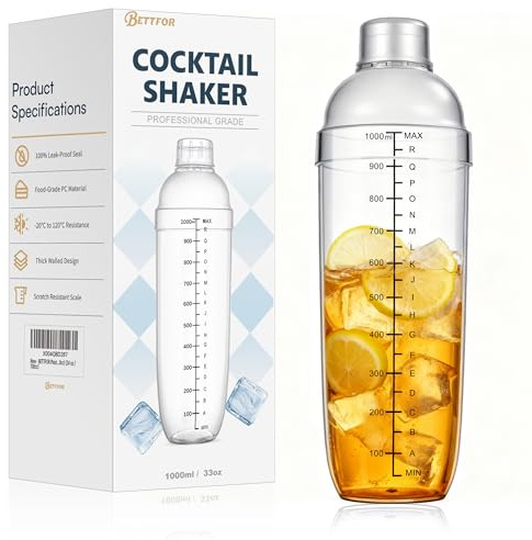 BETTFOR Plastic Cocktail Shaker (1000ml / 33 oz)
