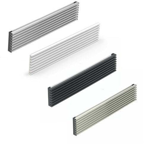 Rejilla de Aireación para Horno de Cocina – Ventilación Superior o Inferior para Mueble Empotrable – 8 Lamas, 598x124mm - Modulo 60 – Blanco, Negro, Cromo Mate, Inox (Cromo Mate)