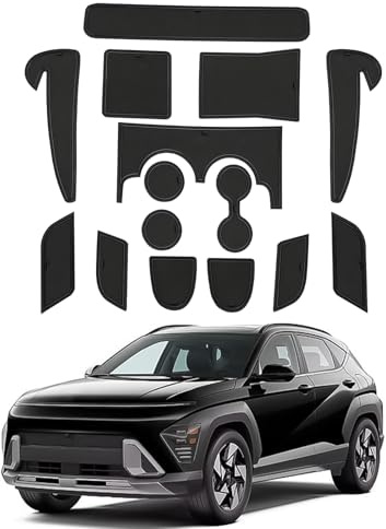 CDEFG kompatibel mit 2024 2025 Hyundai Kona SX2 Hybrid Elektronisch Benzin Gummimatten rutschfeste Mittelkonsole Antirutschmatten Auto Matte Kona 2025 SX2 Zubehör(Schwarz)