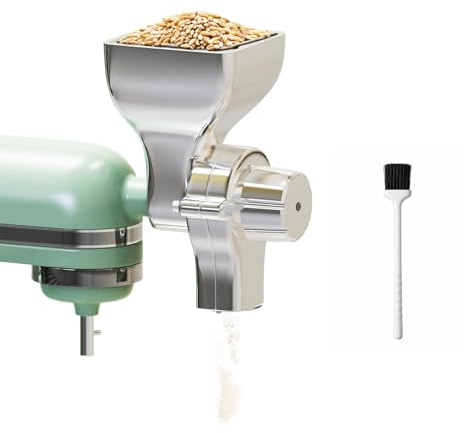 Grain Mill Attachment for KitchenAid Stand Mixer by MMOBIEL – 12 Adjustable Grinding Levels –All Metal Flour Mill for Grinding Wheat, Corn, Oats, Nuts, Coffee Beans, Buckwheat & More – Easy to Clean