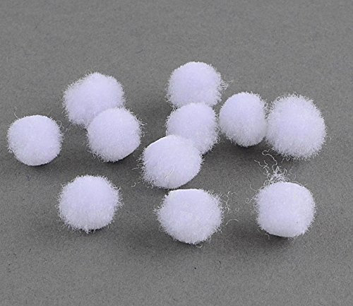 Pompons Pompon 10mm 50stk Bommel Nähen Tilda Basteln Borte Rot Rund für Schmuck Baumwolle (Weiss)