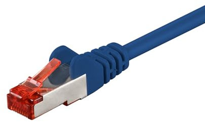 Goobay 92773 Cavo di rete Lan CAT 6 per Gigabit Ethernet S-FTP Cavo patch a doppia schermatura con spina RJ45, 5 m, blu