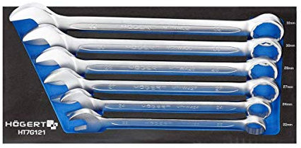 Högert Technik, 6er-Set Ring-Maulschlüssel, EVA-Einsatz, HT7G121