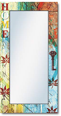 ARTLAND Wandspiegel Ganzkörperspiegel mit Holz Deko Rahmen 60x120 cm Spiegel zum Aufhängen Shabby Chic Landhausstil Kunst Home Bunt T9HY