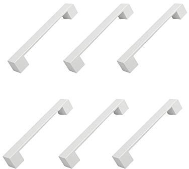 6 Un. TIRADOR Asa Mueble resina ABS blanco mate Puerta Armario COCINA - Distancia tornillos 160MM