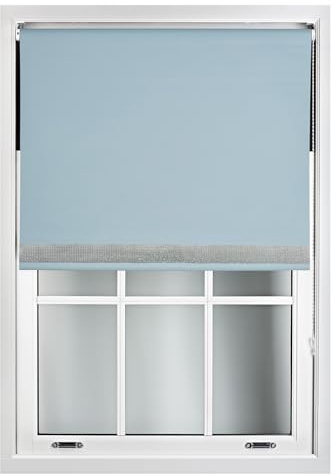 FURNISHED Verdunkelungsrollos mit Diamante-Kante – Verdunkelungsrollo mit Thermischer Stoffisolierung und Dekorativem Diamante-Glitzerbesatz, Enteneiblau Bis zu 120W x 165L cm