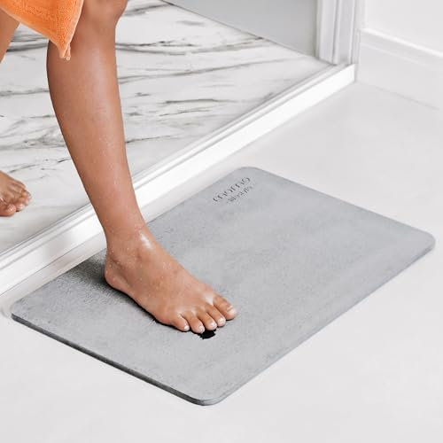 Momo Lifestyle Stone Badematte Drytomita Technologie Kieselgur Badematte, rutschfest, super saugfähig, schnell trocknend, Duschmatte, Badezimmer-Zubehör für Zuhause, Spa (60 x 39 cm), Leinengrau