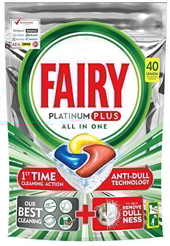 Fairy Platinum Plus Dishwasher Tablets, Lemon, 40 Tablets