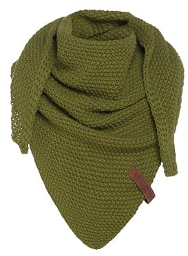 KNIT FACTORY - Coco Dreiecksschal Junior - Mädchen Strickschal mit Wolle - Halstuch Kinder - Grüner Kinderschal - Umschlagtücher aus Hochwertige Qualität - Kinder Schal - 140x60 cm - Moosgrün