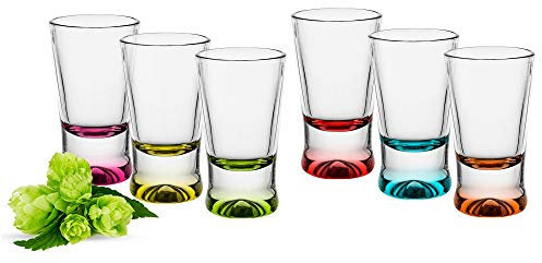Shotgläser X Set 6 Teilig bunt Schnapsgläser Pinnchen aus Glas 25 ml Tequilagläser Wodkagläser