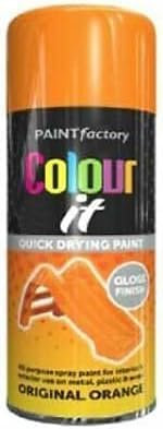 HOMION Colour it prime spray paint 400ml sunshine gloss or matt finish quick drying metal wood aerosol (2, ORIGINAL ORANGE GLOSS)