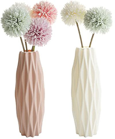Vases Léger Et Facile À Transporter Incassable Vase Vase en Plastique Décoratif Moderne Nordique Imitation Céramique Pot De Fleurs Vase À Fleurs Moderne pour Table De Salon À La Maison (4 Pièce )