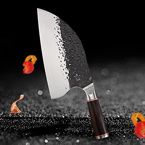 DZCP Cuchillo de Cocina Hecho a Mano Cuchillo de carnicería Forjado Cuchilla Amplia Cuchillo de Cocina Cuchillo Chino Camping Camping Serbio Chef Cuchillo Asa de Madera de ébano