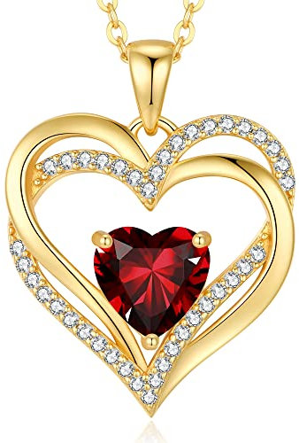 CDE Kette Damen Herzkette 925 Sterling Silber Geburtsstein Halsketten Schmuck Herz Anhänger Weihnachten Valentinstag Muttertags Geschenk Hochzeit Jubiläum Geburtstag Frau Freundin Mama