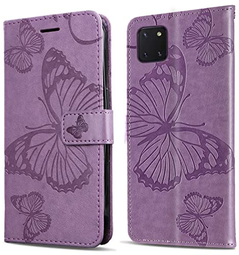 DENDICO Hülle für Galaxy Note 10 Lite/Galaxy A81 / Galaxy M60S, PU Leder Magnetverschluss Flip Handyhülle Schutzhülle mit Standfunktion und Kartenfach für Samsung Galaxy Note 10 Lite, Violett