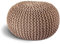 ELYFLAIR® handgefertigter Strickhocker Ø 55cm o. Ø 45cm I Sitzpouf Sitzpuff Bodenkissen Sessel Kissen Sitzhocker Sitzsack - mit eleganter Grobstrick-Optik - Dekoration Interieur (Taupe, Ø 45cm)