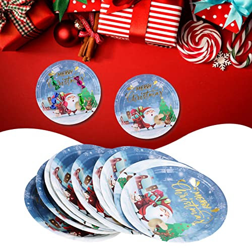 LIZEALUCKY Set di 20 Piatti di Natale Elegante Vassoio di Carta Ecologico in Stile Natalizio per cene di Festa