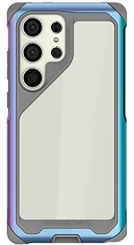 Ghostek ATOMIC slim Samsung Galaxy S23 Ultra Phone Case with Clear Back and Iridescent Aluminum Bumper S-Pen Stylus Cutout Shockproof Phone Cover Designed for 2022 Samsung S23 Ultra (6.8) (Prismatic)