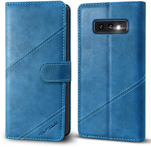 KRAFTCARE Upgraded S10e Handyhülle für Samsung Galaxy S10e Hülle [Kartenfach] [Standfunktion] Flip Case Leder Stoßfeste Schutzhülle Bookcase für Samsung S10e Klapphülle, Hellblau