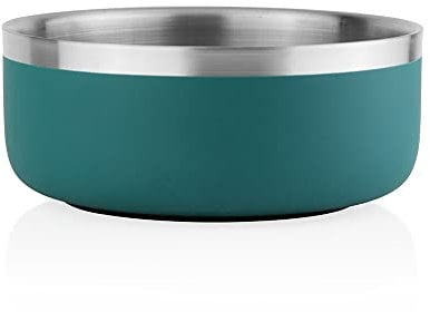PAWPOURRI Camping Double Wall Anti-Skid Stainless Steel Water and Food Feeding Bowl for Adult Dogs, Puppies, Cats |Stainless Steel | Anti-Skid | Easy to Clean Pet Feeder (Dark Green, 40 Oz)