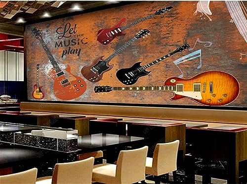 Papier Peint Décoration Industrielle Métal Guitare Électrique Bar Restaurant Fond Mural Papier Peint Papel De Parede-200Cmx140Cm