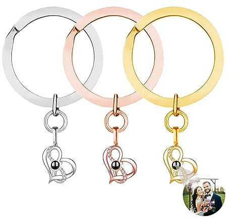Portachiavi a proiezione fotografica personalizzato Portachiavi cuore infinito Portachiavi ti amo Portachiavi immagine argento Portachiavi commemorativo Regalo di Natale San Valentino,Stile 15