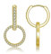 Deyanse Double Round Hoop Earrings, 925 Sterling Silver Convertible Link Earrings for Women Girls, Hypoallergenic Clip on Hoop Earrings, Fashion Unique Gold Dangle Huggies Drop Earring with Zircon
