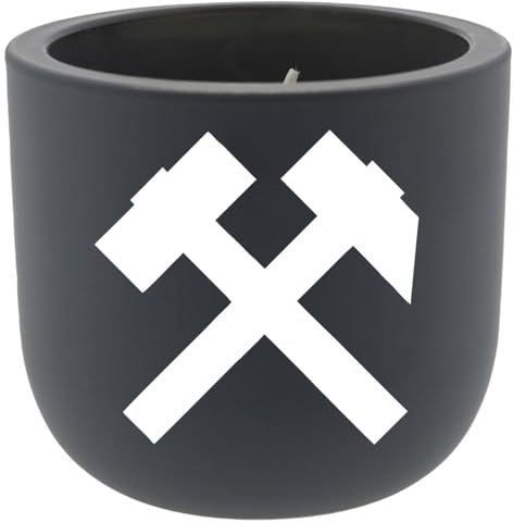 WB wohn trends Duft-Kerze mit Motiv, Schlägel und Eisen Ruhrgebiet Ruhrpott, 6,5x7cm, Größenauswahl, grau-schwarz, Windlicht aus Glas Vanille-Duft
