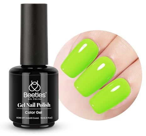 Beetles 15 ml UV Gel Nagellack Neon Limette, Nagellack Neon Lime UV LED Maniküre Nagelstudio DIY Gel Nagelkunst Design für Anfänger