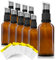 Oputec 10 x 50 ml Reise-Pumpspender Pumpflaschen aus Braunglas + 10 Etiketten - Kleine Mini Flaschen Cremespender Lotionspender zum Befüllen
