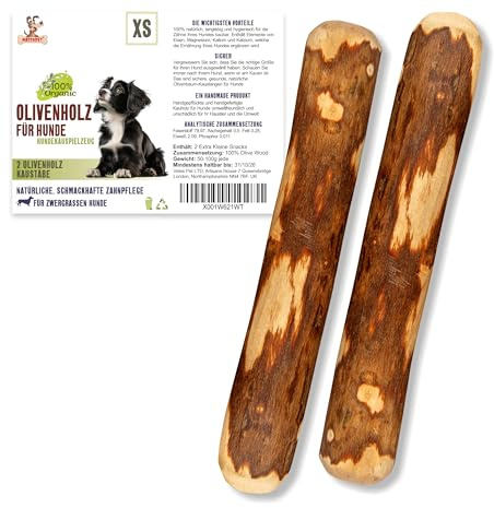 Madera masticable para perros, extrapequeña, 2 unidades, madera de olivo, para perros XS, hueso de madera como juguete para perros