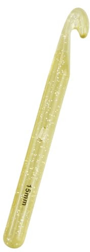 DNDGDLUA 1 Stück 15 mm Große Häkelnadel, Griff zum Stricken, Häkeln, Ergonomische Häkelnadeln, Häkelnadel für Anfänger, Teppich Roving Schals, Großes Woll-Roving-Stricken, Durchscheinend Gelb