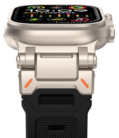 NewWays 49mm 46mm 45mm 44mm 42mm(Serie 3 2 1) kompatibel mit Apple Watch Silikon Armband,Sports Weiches Armband für iWatch Ultra 2/Ultra Series 10 9 8 7 6 5 4 3 2 1 SE,Schwarz/Titan Stecker