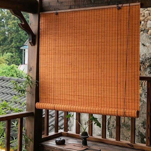 Sh000ad Store Enrouleur en Bambou sans Percage,Rideau Bambou Occultant à Traction Latérale,Pare-Soleil pour Fenêtres,Intérieur,Extérieur,Couleur Personnalisée,Largeur x Hauteur (40cm x 180cm)