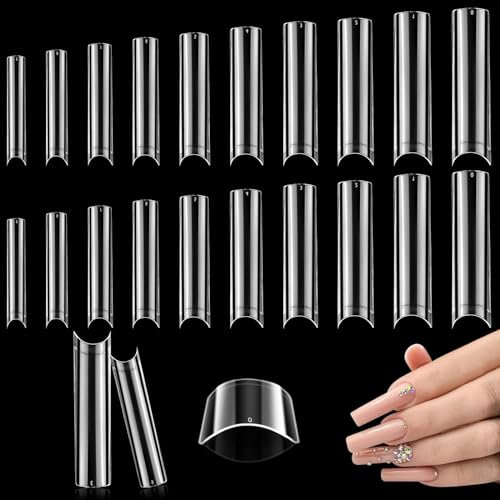 Tucnoeu 500 Stück XXL Nail Tips Square Full Cover Nail Tips Künstliche Klare Extra Lange Gerade Nägel Tips Geeignet für Professioneller Salon und Heimwerker 10 Größen(118-XXL)