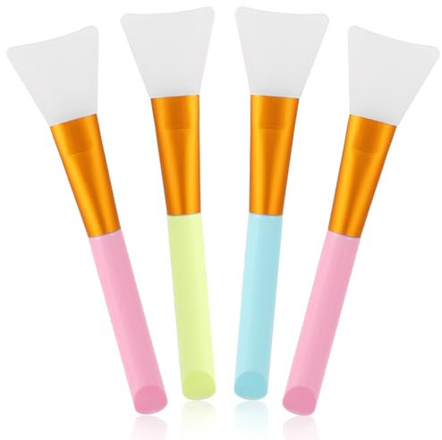 Lot de 4 pinceaux de maquillage en silicone souple pour masque de sommeil, masque de boue, soins de la peau