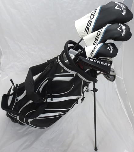 2024 Callaway LH Mens Complete Golf Set Driver, Wood, Hybrid, Irons, Odyssey Putter Stand Bag Reg Left Handed, Black, White, Blue