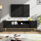 Meuble TV bas moderne - Meuble TV - Table de salon - 6 compartiments de rangement - Pieds dorés - Buffet élégant - Structure en marbre pour salon - Noir - 165 x 36 x 55 cm