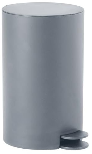 Gedy SHARON Papelera basura baño, 3L, con pedal y tapa, Resinas termoplásticas, Gris, 15,8 x 19,5 x 25,4