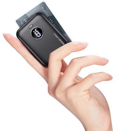 Power Bank 10000mAh, Mini Caricatore Portatile Ricarica Rapida, 3A USB C (Ingressi & Uscite) Batteria Esterna, Powerbank Display a LED Compatibile con iPhone Samsung Galaxy Xiaomi HUAWEI Oneplus