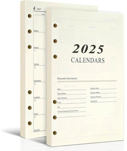 2025 Inglese Agenda Libro all'interno della pagina A5 Daily Planner Ricariche Giornaliera Inserto Carta Foglia sciolta Carta Filler Pocket Notebook Blank Notepad Office Notepad Pianificazione Notepad