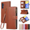 Rosbtib Funda de Móvil para Samsung Galaxy A34 5G 6.6 2023 Funda de Cuero con Cremallera Cierre Magnético Carcasa de Cartera con 4 Ranuras para Tarjetas Función Stand Cover Galaxy A34 5G, Marrón